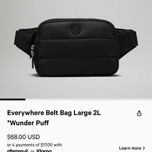 Brand new with tags. Black Wunderpuff everywhere belt bag